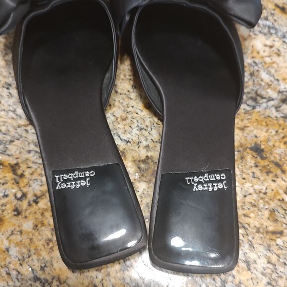 Jeffrey Campbell Black Satin Rhinestone Slip-On Mules Size 8.5 - Picture 7 of 12